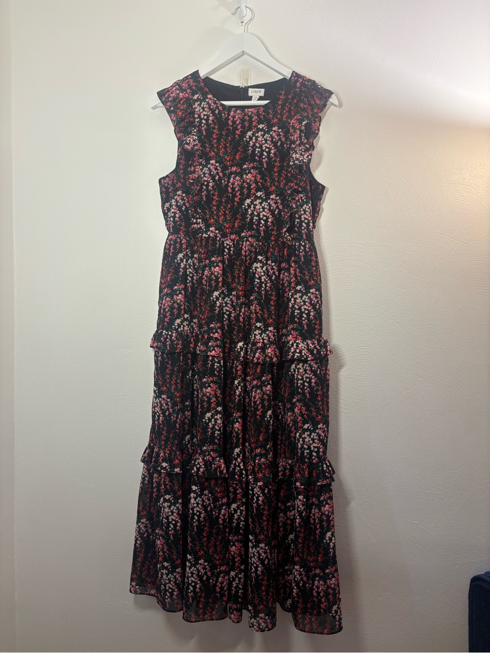J. Crew Floral Tiered Ruffle Maxi Dress Size 10